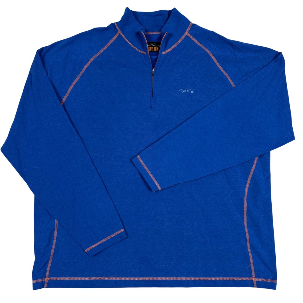 Orvis Trout Bum Pullover XXL 26.5x30 Fishing Quarter Zip Blue USA Gorpcore